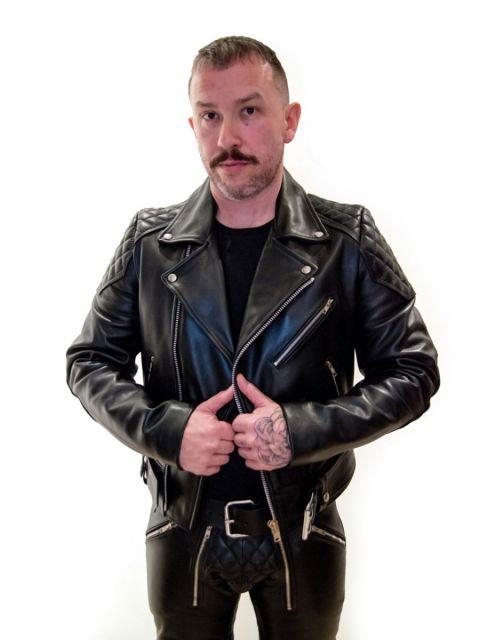 Mister B Leather Motor Jacket with Back Padding, Jackets, Leather, Gentlemen