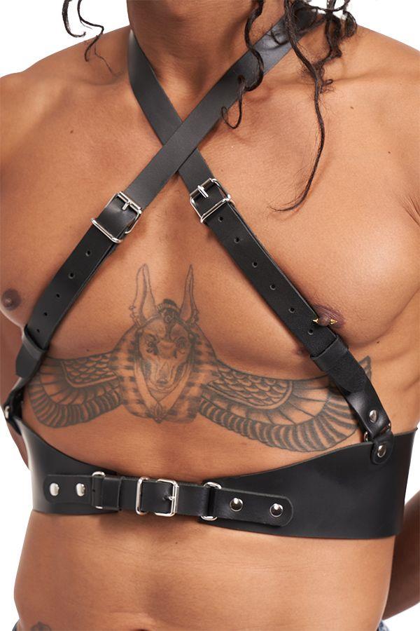 Mister B Serve Leather Statement Harness Black, Harnesse, Leder, Herren