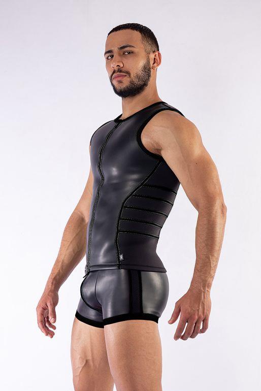 Mister B Neoprene V-Shaped Top Black, Shirts and Tops