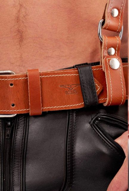 Mister B Leather Braces Brown, Leder-Hosenträger braun